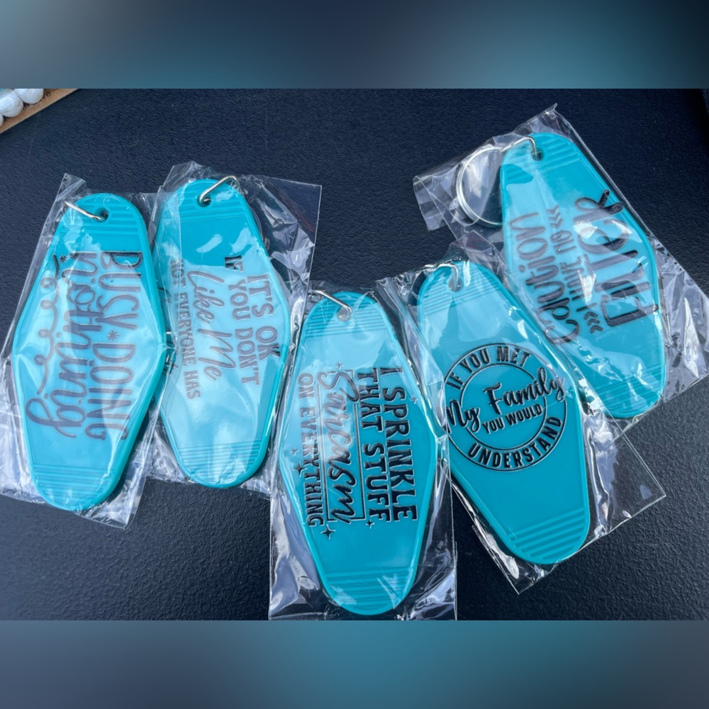 Teal Keychain Set with Fun Quotes